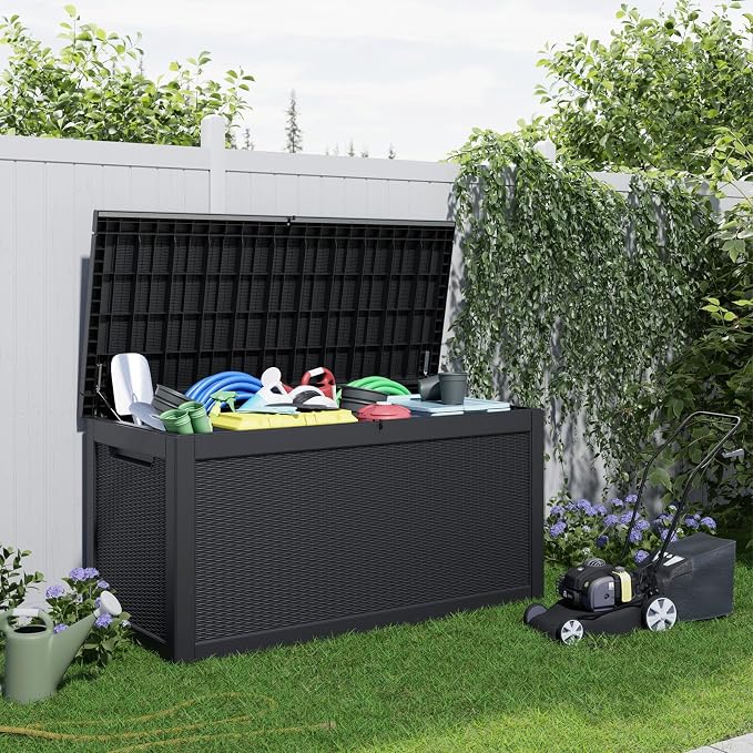 320 Gallon Resin Deck Box, Lockable Patio Outdoor Storage Box - Image 5
