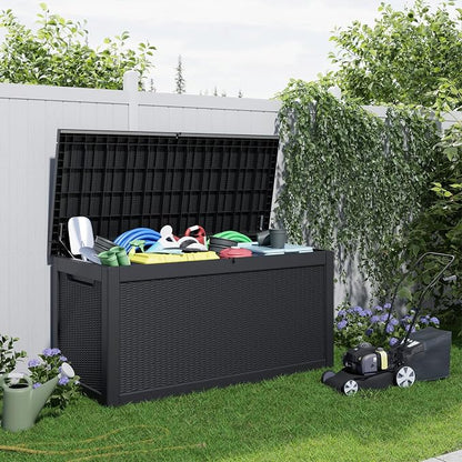 320 Gallon Resin Deck Box, Lockable Patio Outdoor Storage Box - Image 5