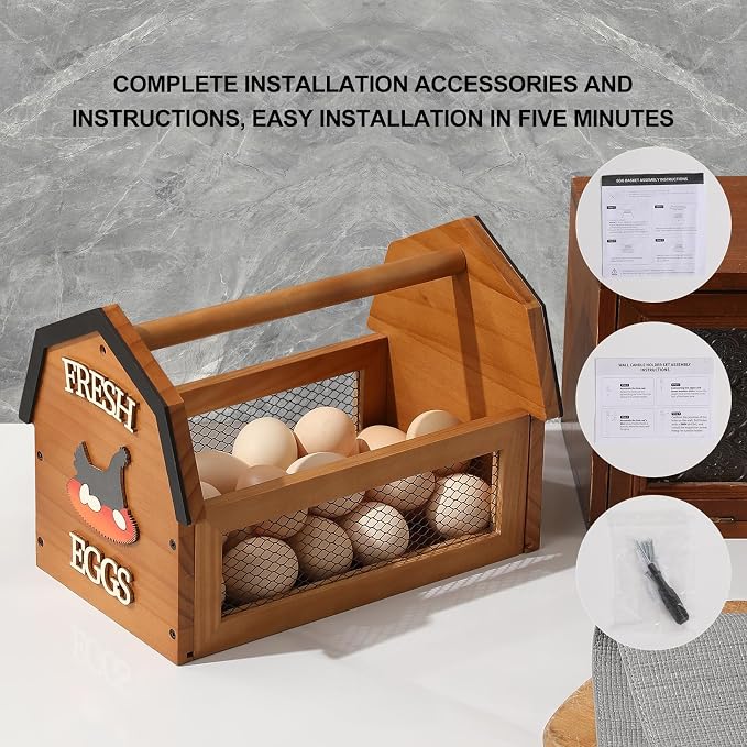 Wood Farmhouse Egg Collecting Basket - Image 6