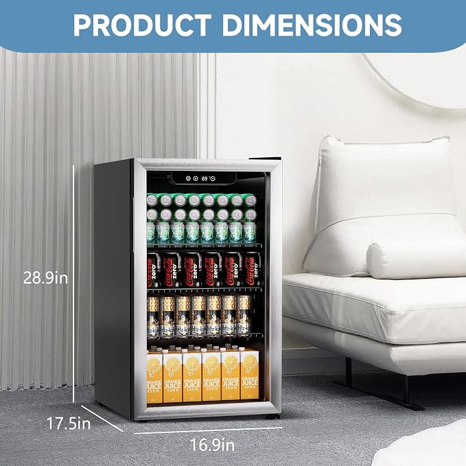 Compact Beverage Refrigerator, 110 Can/3.1 Cubic Feet Fridge - Image 3