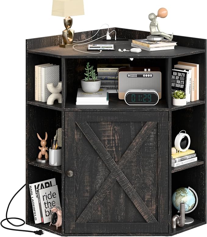 Corner Storage Cabinet, Farmhouse Corner Bookshelf by Halitaa