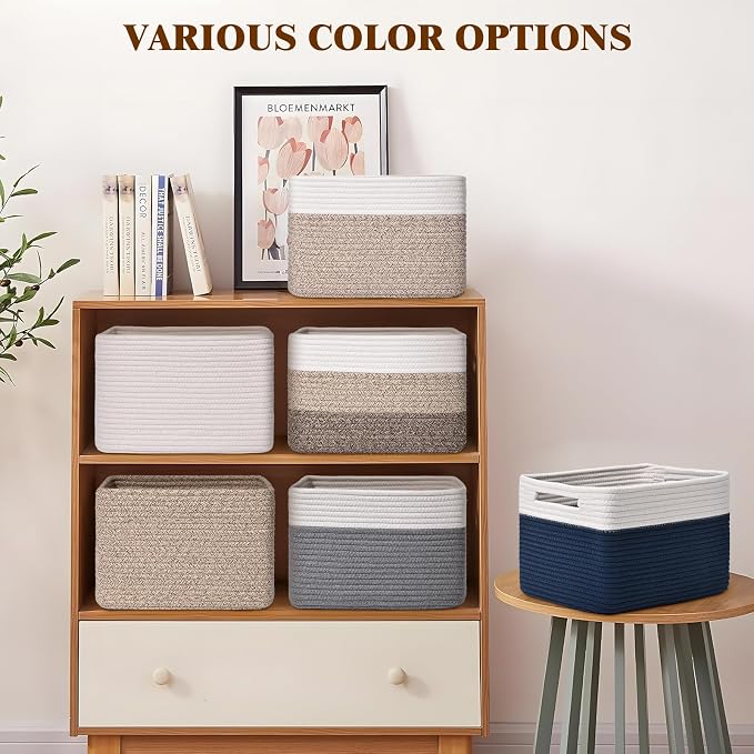 Storage Baskets for Organizing, 4 Pack Storage Baskets for Shelves, Woven - Image 7