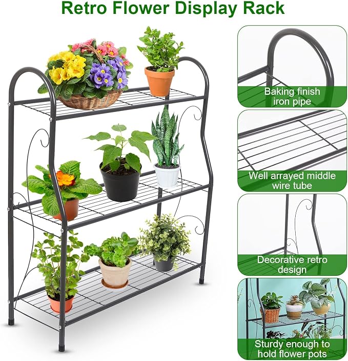 Storage Shelf Flower Pot Stand Hanging Plant Stand Planter Shelves Flower Pot - Image 8