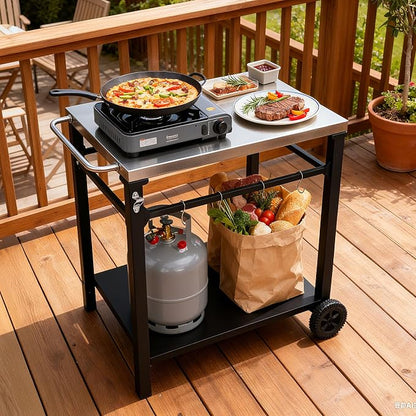 Endark Grill Cart, Grill Table, Outdoor Kitchen, Rolling Dining Table, - Image 7