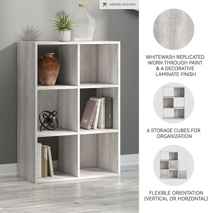 Signature Design by Ashley Paxberry Coastal 6 Cube Storage Organizer or Bookcase - Image 4