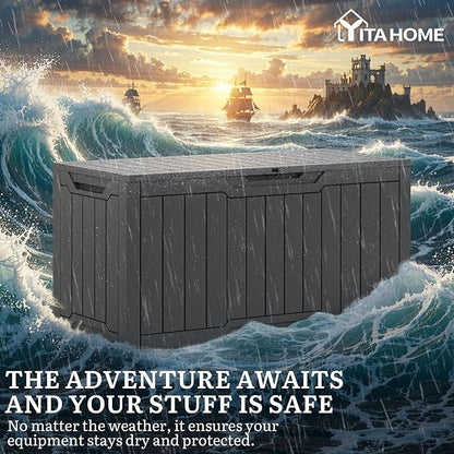 YITAHOME 100 Gallon Outdoor Storage Box | Large Water Resistant Resin Deck Box - Image 5