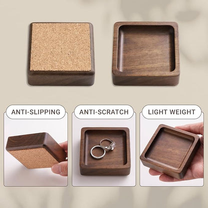 Walnut Wood Ring Holder, Engraved Jewelry Dish and Storage Tray, Unique Gift - Image 2