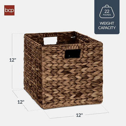 Best Choice Products 12x12in Pack of 5 Cube Storage Baskets, Water Hyacinth - Image 2