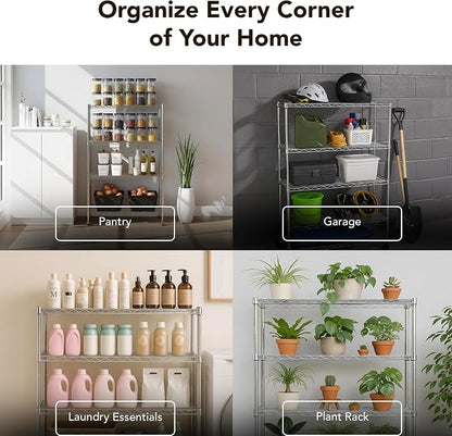 Heavy Duty 4 Tier Wire Shelving Unit Storage Rack, Metal Shelves Utility - Image 6