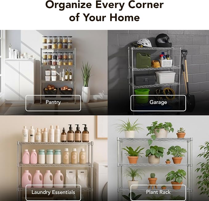 Displays By Jack 4 Tier Wire Shelving Unit Storage Rack, Metal Heavy Duty - Image 6