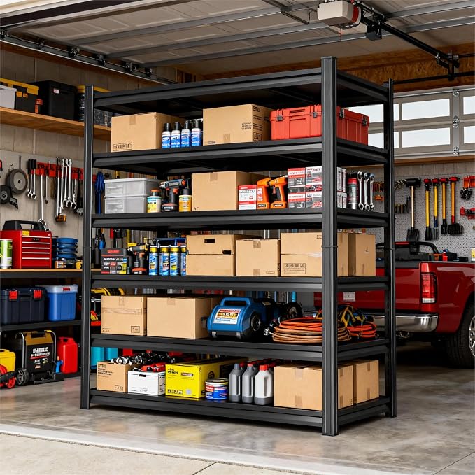 Storage Shelves, Garage Metal Shelving Unit, Adjustable, Double-Layer Column - Image 8
