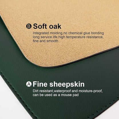 DAWNTREES Dark Green Desk Mat, Leather Desk Pad, Cork Desk Mat Protector - Image 4