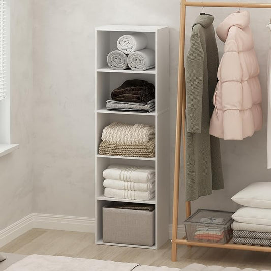 Furinno Reed Closet Organizers and Storage, 5-Tier Closet Organizer, Open Shelf by Furinno-FitsYourSpaceFitsYourBudget