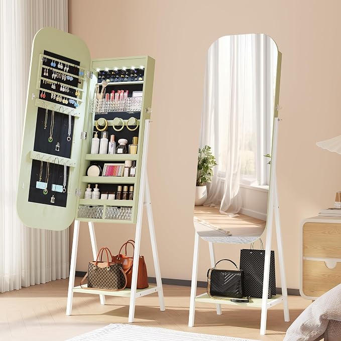 6 LED Mirror Jewelry Cabinet by SKKTKT