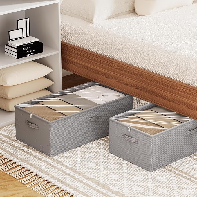 10 Inch 2 Pack Under Bed Storage Containers, 10 Inch Tall Underbed Clothes - Image 5