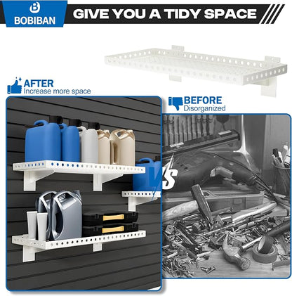 4 Pack Slatwall Shelves, Heavy Duty White Metal Slat Wall Shelf - Image 6