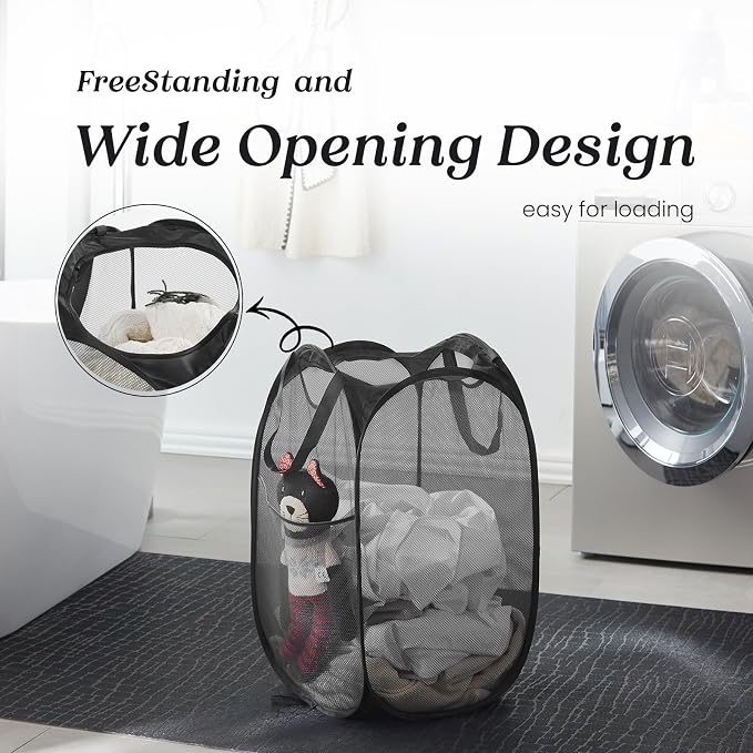 TECHMILLY Collapsible Mesh Pop Up Laundry Hamper - Image 4