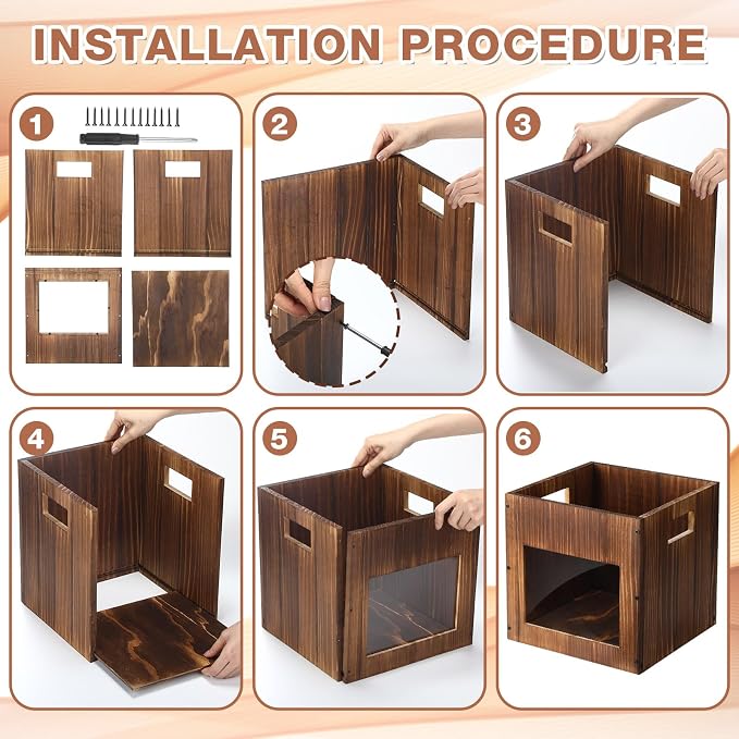 2 Pack 11 Inch Stackable Wood Storage Crate Boxes - Image 5