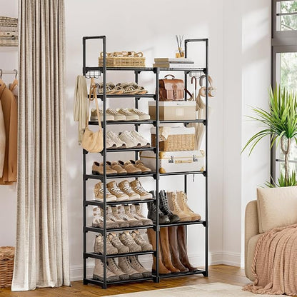 WOWLIVE 9 Tier 2-Column Shoe Rack, 30-35 Pairs Stackable Black | Compact - Image 4