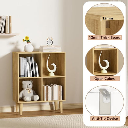 4 Cube Bookcase, Wooden Book Shelf Cube Storage Organizer - Image 4