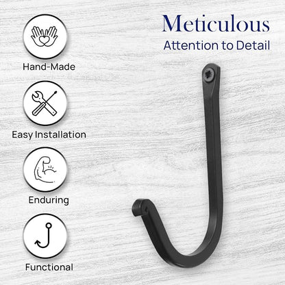 The Metal Magician Single Prong Wrought Iron Hooks, Vintage Hand Forged Iron - Image 3