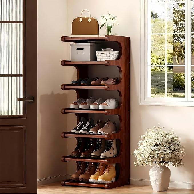 7-Tier Vertical Shoe Rack, Bamboo Free Standing Shoe Rack Shelf, Shoe Storage by sdowens