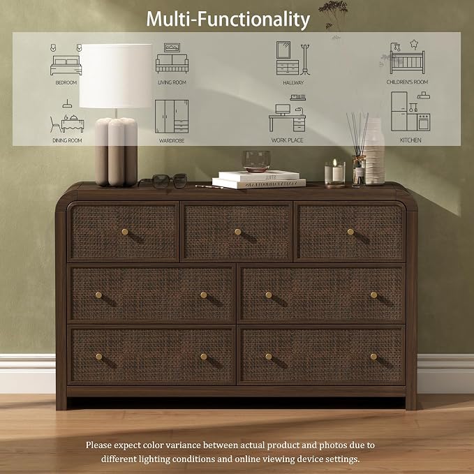Oak&Sparrow 7 Drawer Dresser for Bedroom, Boho Chest of Drawers, Thickened - Image 7