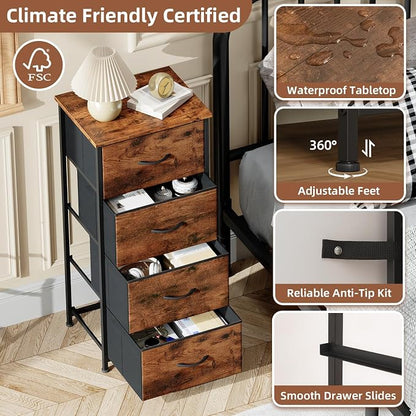 Somdot Dresser for Bedroom, 4 Drawer Storage Cabinet, Steel Frame and MDF Wood - Image 7
