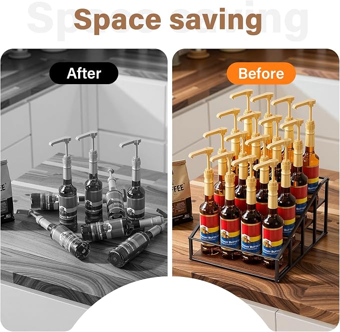 Coffee Syrup Organizer Rack, Liquor Bottle Display Shelf, 4 Tier 16 Syrup - Image 8