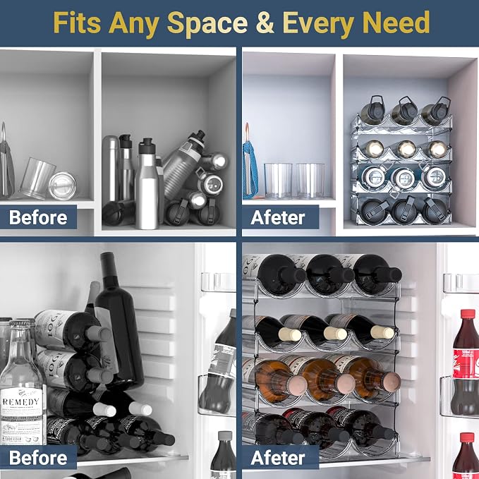 Plastic Water Bottle Organizer and Wine Rack Storage Holder, 4 Tier 12 - Image 8