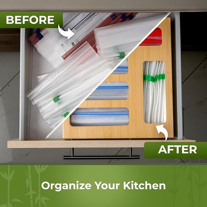 Kitchen Drawer Organizer, 9 in 1 Sandwich Storage Bag Organizer & Foil Wrap - Image 8