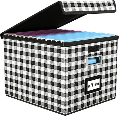 File Organizer Box with Lids, Collapsible File Folder Organizer | File Box with by Huolewa