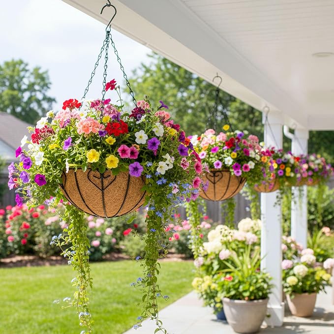 4pcs 14 inch Metal Hanging Baskets Round Wire Plant Stand - Image 7