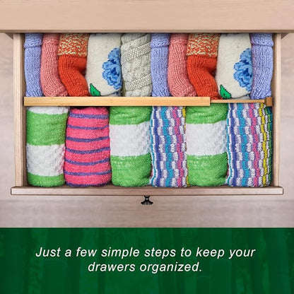 4 Pack Bamboo Drawer Dividers 2.6" High, Adjustable Length from 12 Inch to 17 - Image 4
