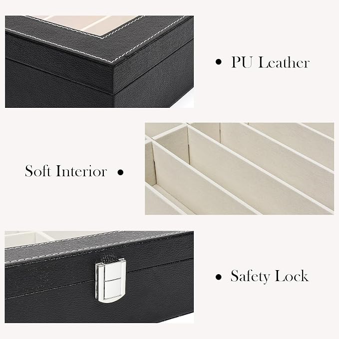 Sunglasses Organizer Case with Adjustable Slots, Eyeglasses Display with Lid - Image 7