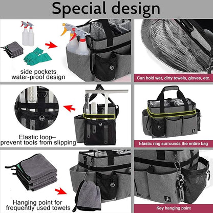 Large Cleaning Caddy Bag Built-in Sturdy Support Board, Cleaning Organizer - Image 3