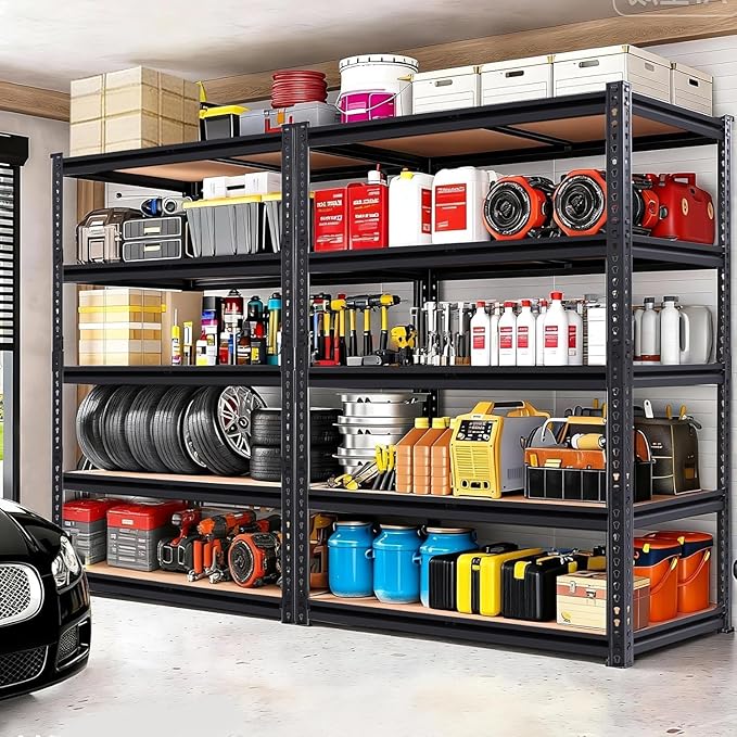 Heavy Duty Garage Shelving, 5-Tier Garage Storage Shelves, 2400LBS Storage - Image 3