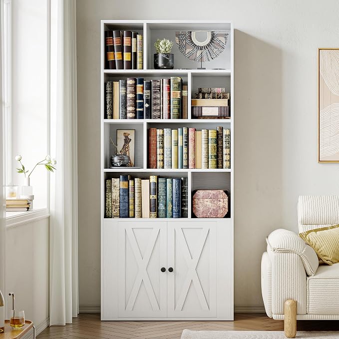 IRONCK Bookcase with Doors, Tall Bookshelf with Storage, Bookshelves and - Image 2