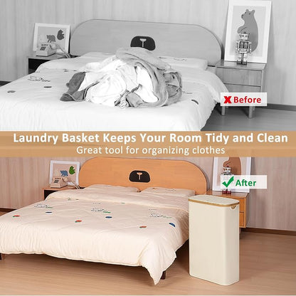 iEGrow 65L Slim Laundry Hamper, Narrow Laundry Basket - Image 3