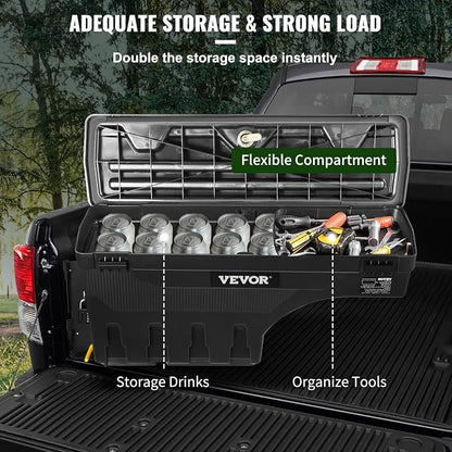 VEVOR Truck Bed Storage Box, Lockable Lid, Waterproof ABS Wheel Well Tool Box - Image 6