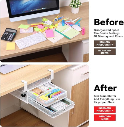 2-Tier Clamp-On Mesh Organizer, Under Desk Storage - Image 6
