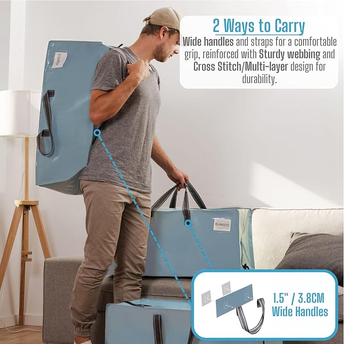 VENO 6 Pack Moving Bags w/Backpack Straps, Heavy Duty, Moving Boxes Alternative - Image 2