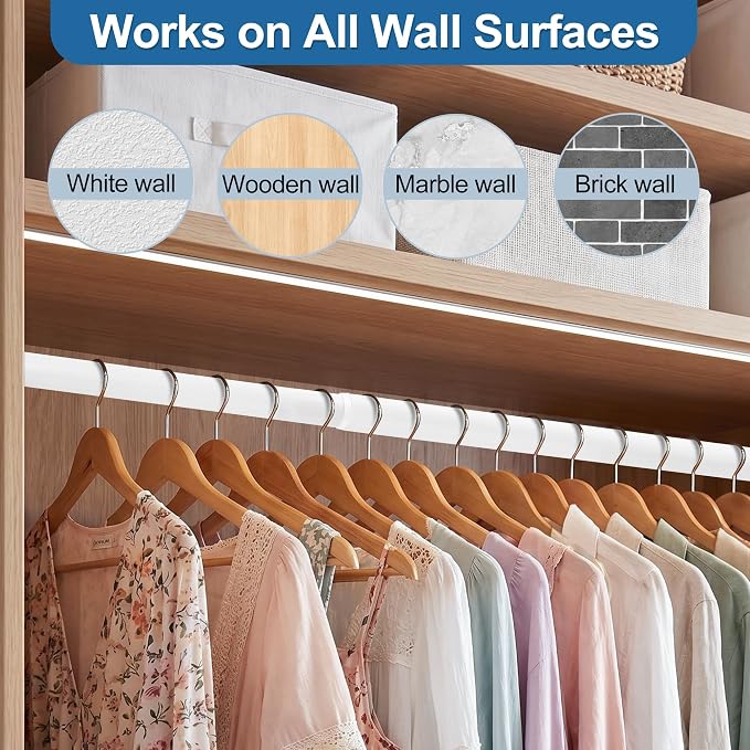Adjustable Closet Rod for Hanging Clothes, 17-99inch Heavy Duty Metal tension - Image 8