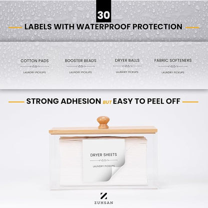 Dryer Sheet Holder with 30 waterproof Labels, Acrylic made tissue box holder - Image 8
