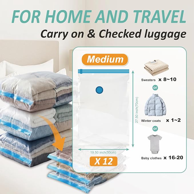 Cozy Essential Vacuum Storage Bags, 80% Compression Vacuum Seal Space Saver - Image 3
