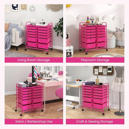 Giantex 12 Drawer Rolling Storage Cart Tools Scrapbook Paper Office School - Image 8