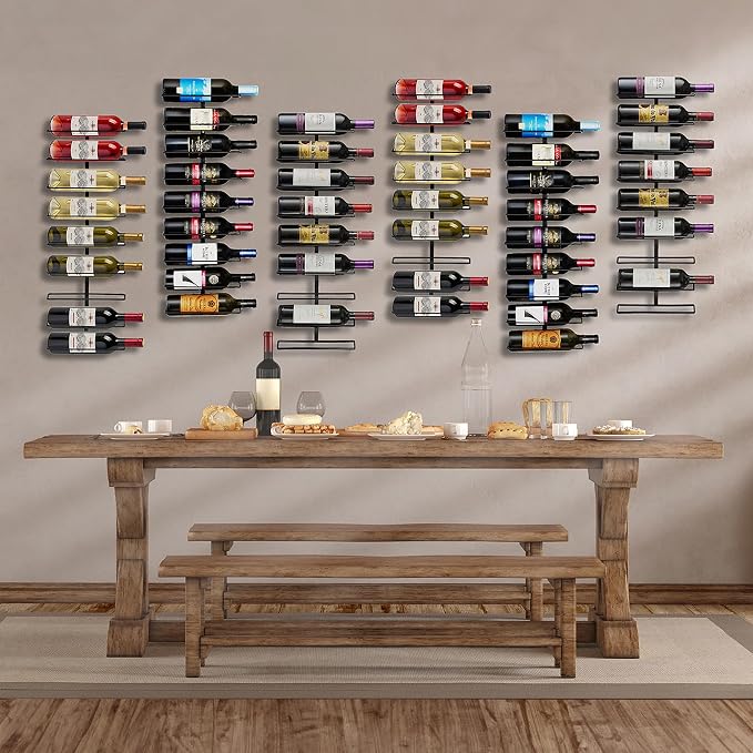 Sorbus Wall Mount Wine Rack 2-Pack – Holds 9 Bottles Each – Black Metal Wine - Image 2