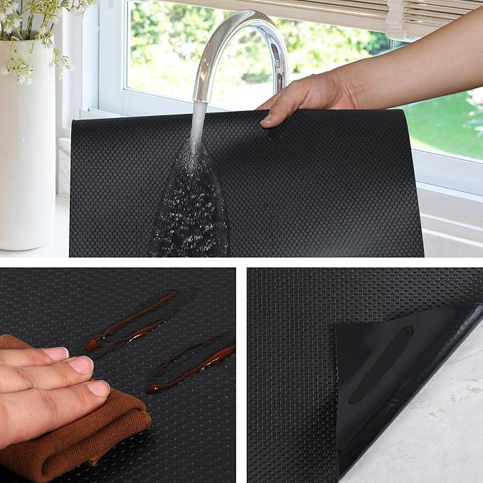 Black Shelf Liners for Kitchen Cabinets Non Adhesive Drawer Liner for Bathroom - Image 3