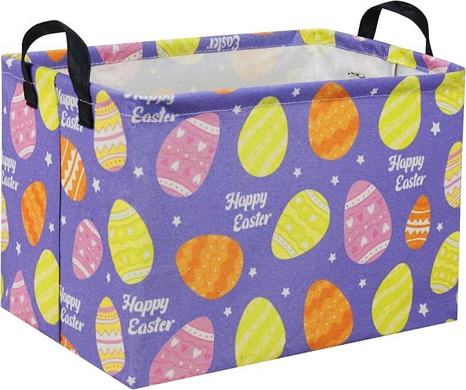 Rectangular Easter Basket Purple Easter Egg Gift Basket Baby Storage Basket by TIBAOLOVER