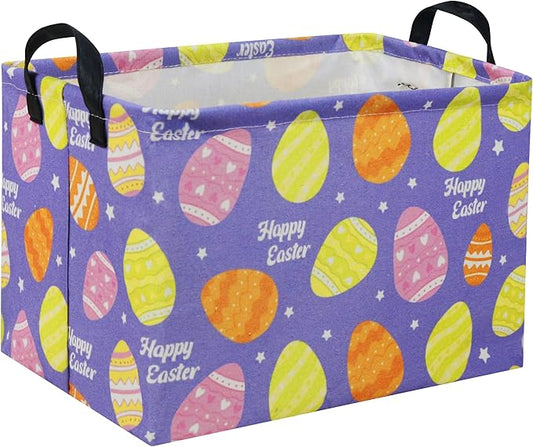 Rectangular Easter Basket Purple Easter Egg Gift Basket Baby Storage Basket by TIBAOLOVER
